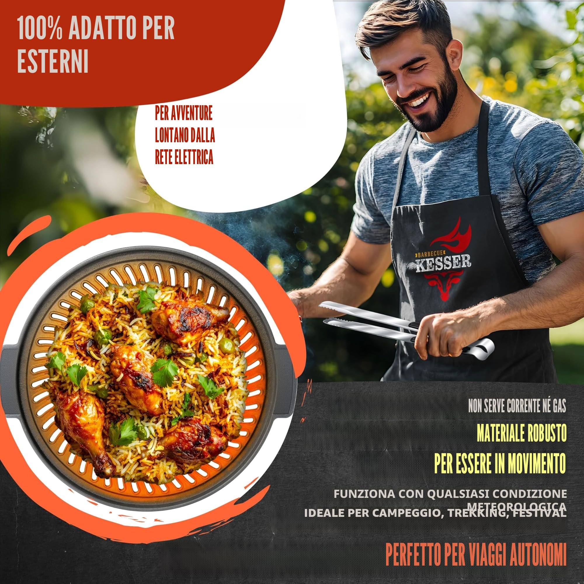 KESSER® Piastra per Forno a Razzo, Olandese, a Legna da Campeggio, Barbecue