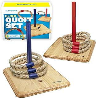 Triumph Sports Triumph Premium Wooden Quoit Set - Includes 2 Targets and 6 Sisal Rope Rings