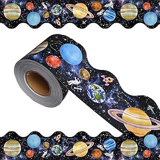 68.9 Feet Outer Space Border,Galaxy Space Scalloped Trim ，Night Sky Classroom Bulletin Board Border Trim，for Classroom Decor Galaxy Star Planet Astronaut Classroom School Party Decoration