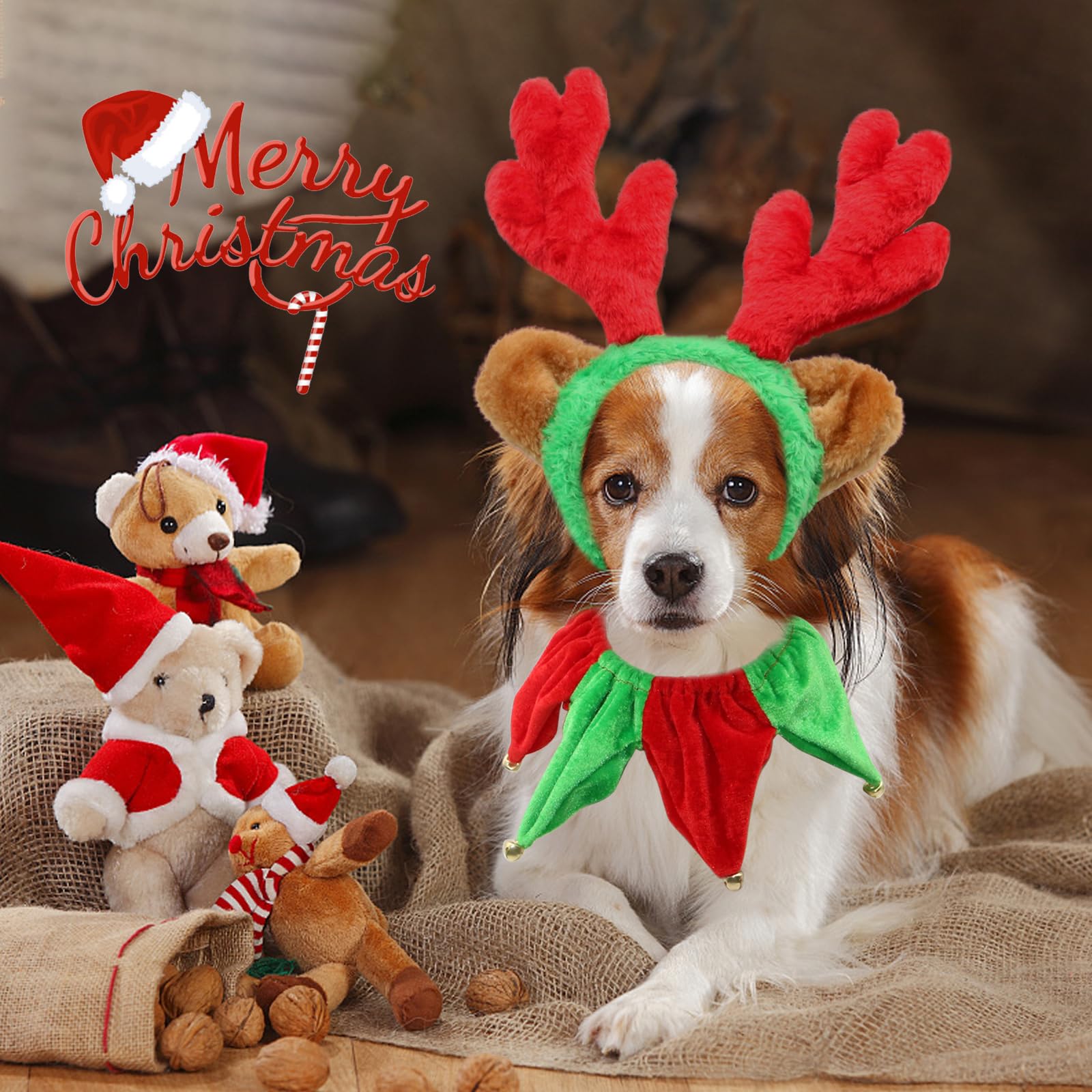 Hund Weihnachtskostüm Rentier Geweih - Verstellbare Weihnachtsmütze Für Hunde