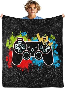 BATATADOCE Gaming Throw Blanket - Video Game Themed Blankets Gaming Throw Blanket Warm Blanket for Kids Bedroom for Couch Bed Sofa Decor,Size 40" x 50"