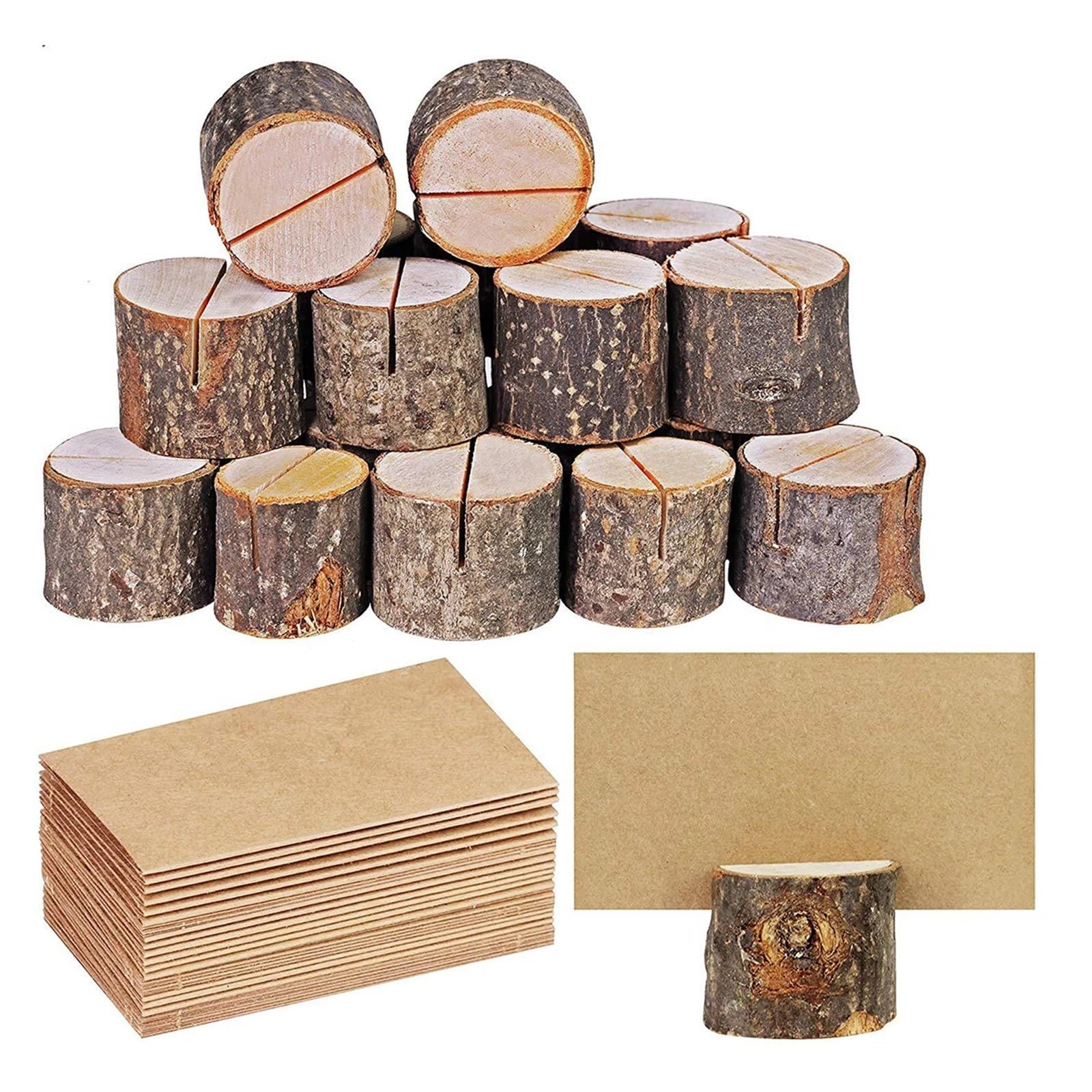 Kleine natürliche Holz Platzkartenhalter Ständer Hochzeit Party Geburtstag Tisch Nummer Halter