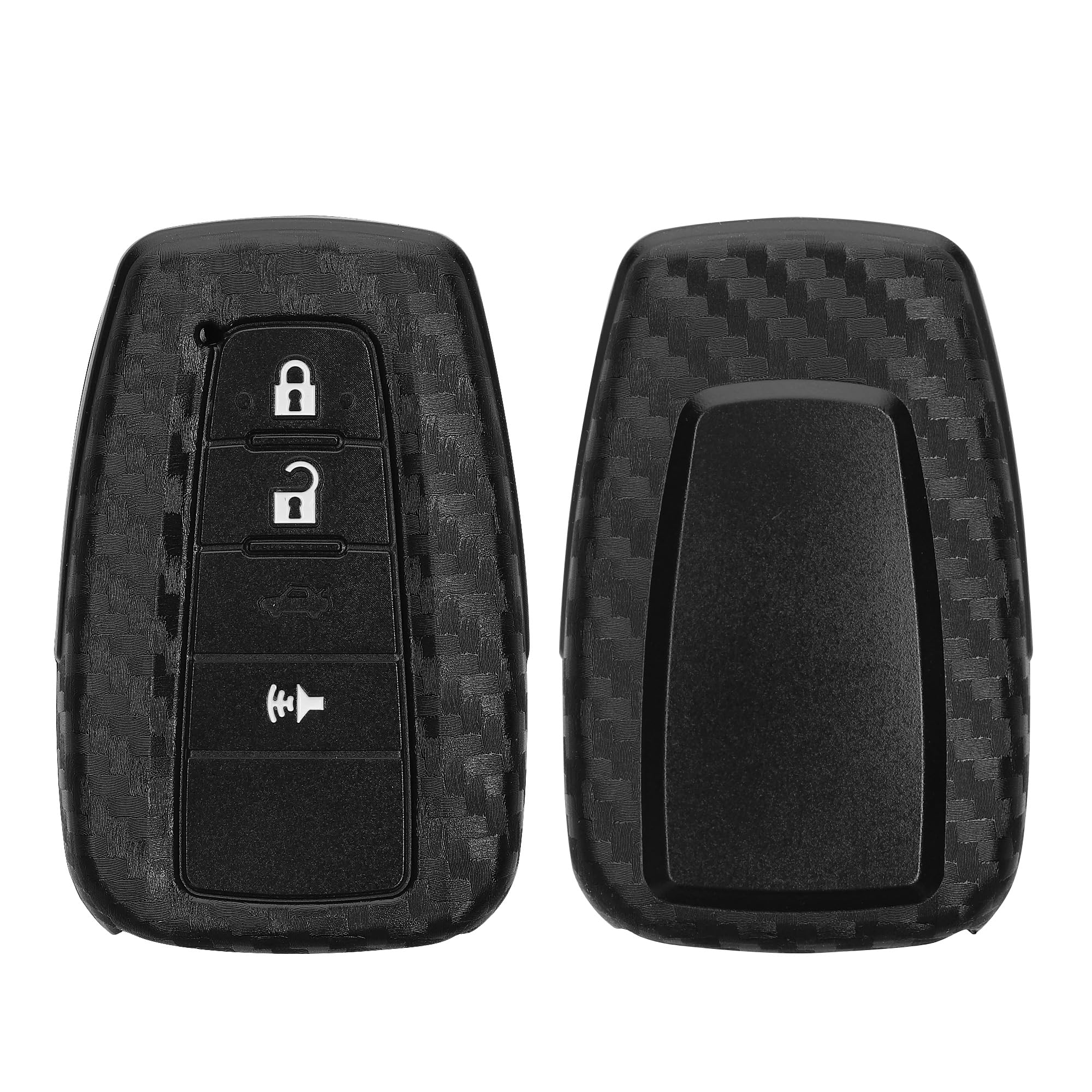 kwmobile Silicone Key Fob Cover Compatible with Toyota 2-3 Button Smart Car Key, Carbon black