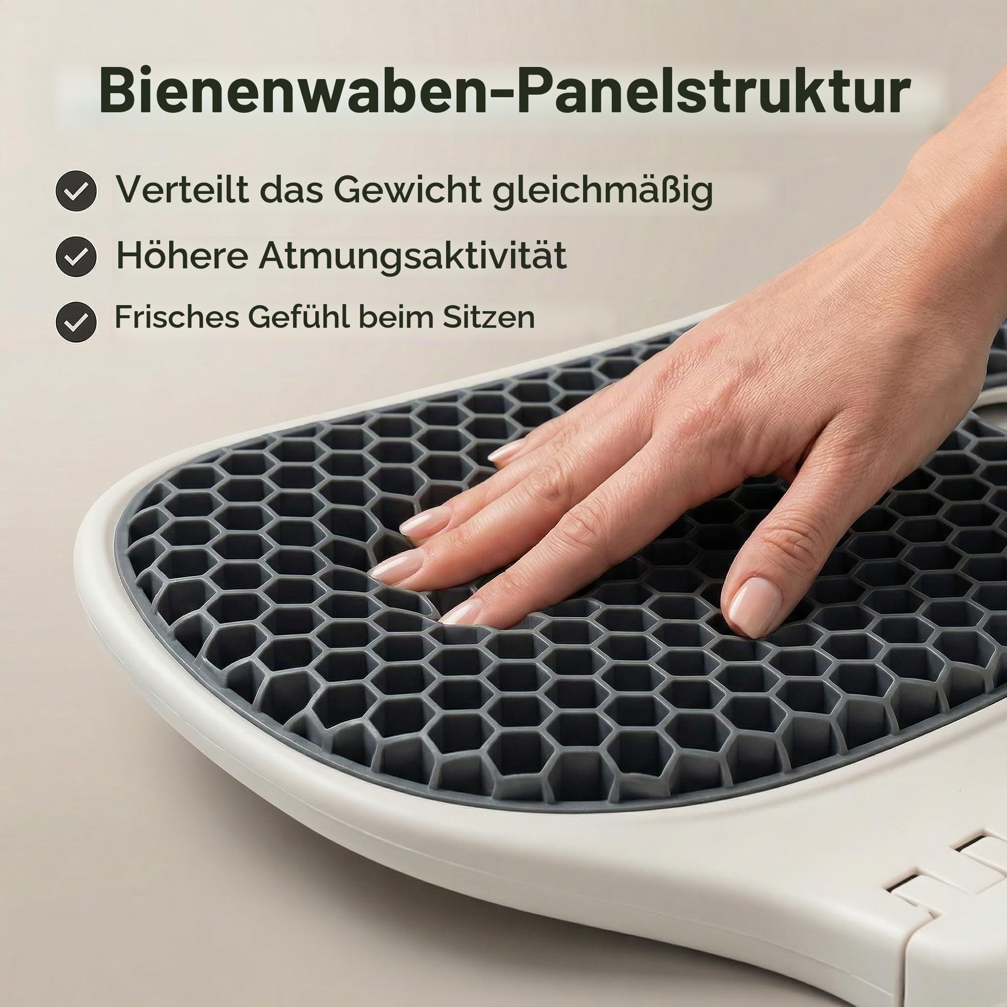 Klappsitz mit Rückenlehne Premium 200 kg · Integrierte Stütze und Stabile Basis · Leicht und Tragbar 1,15 kg · Schaum oder Gel · Ideal für Bänke, Tribünen und Außenbereich (Waben-Gel, Grau)