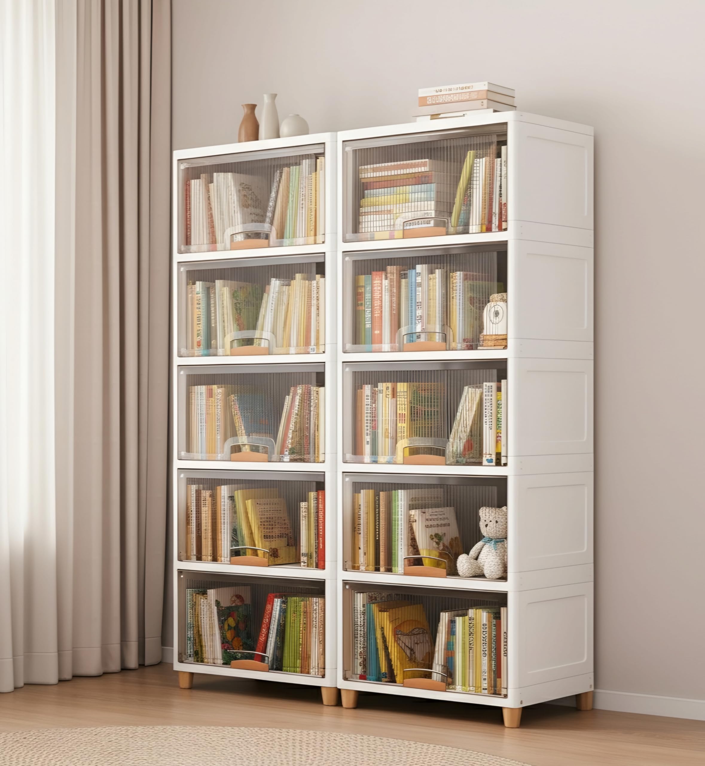 DecoLogy Bookshelf for Home |Engineered Books Organizer for Study Room | Multipurpose Book Shelf for Home, Office |Book Organizer for Library | Living Room Furniture (Cupboard Rack-Transparent 5PCS) 2