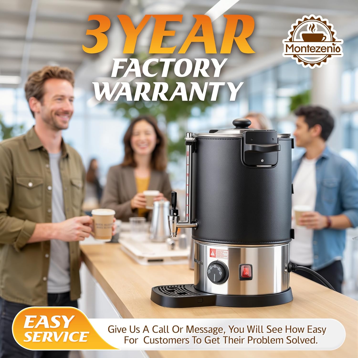 50 Cup Commercial Coffee Urn with Temp Control, 1200W Extra Large Coffee Maker Double Insulated 304 Stainless Steel Coffee Dispenser Hot Water Urn with for Home Party Office Catering (8L/50cups)