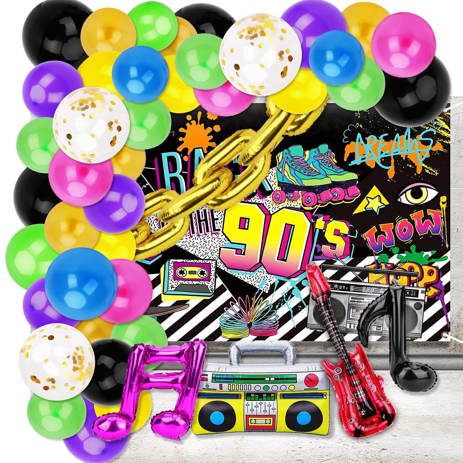 Amazon.com: 70s 80s 90s Party Decorations Balloon Garland Arch Kit