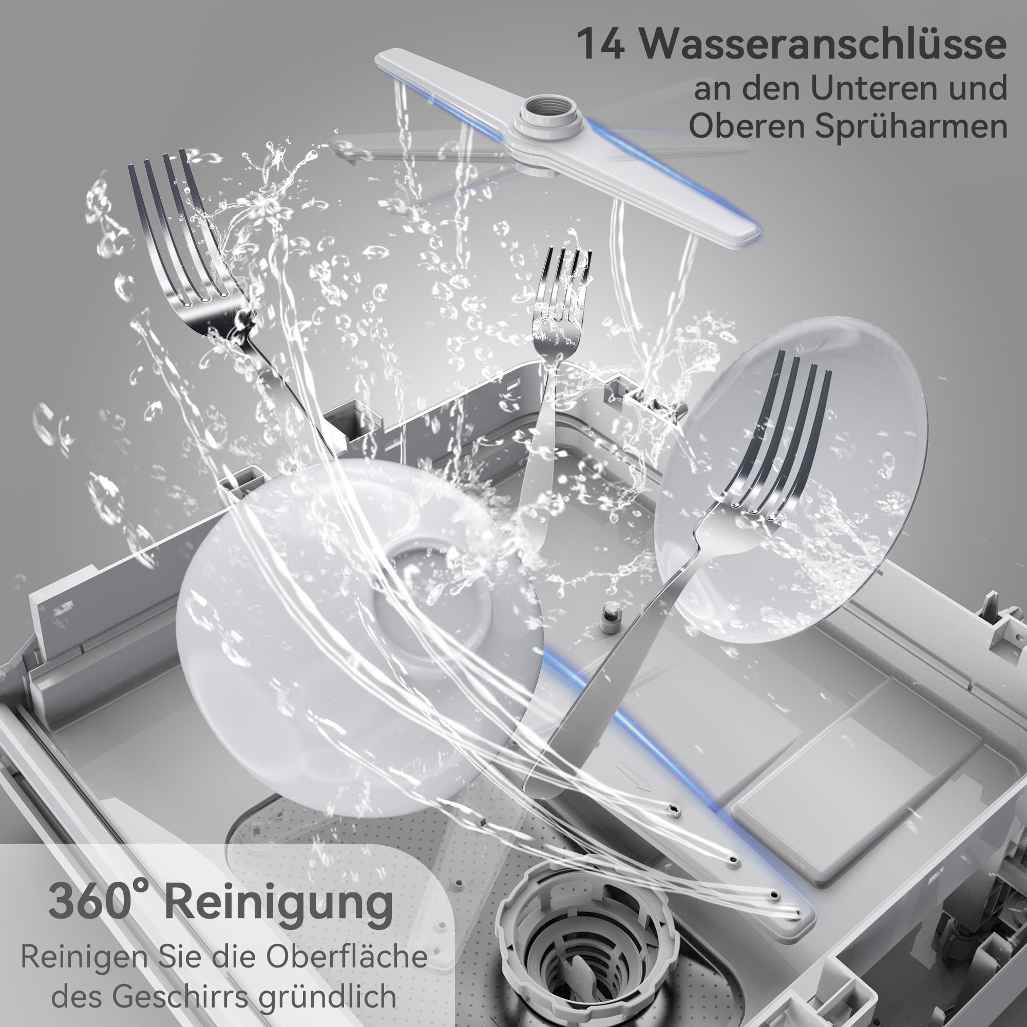 Hermitlux Mini Geschirrspüler, 4 Bestecksätze, 5 Liter Wassertank, 6 Programme, Tischgeschirrspüler, Weiß