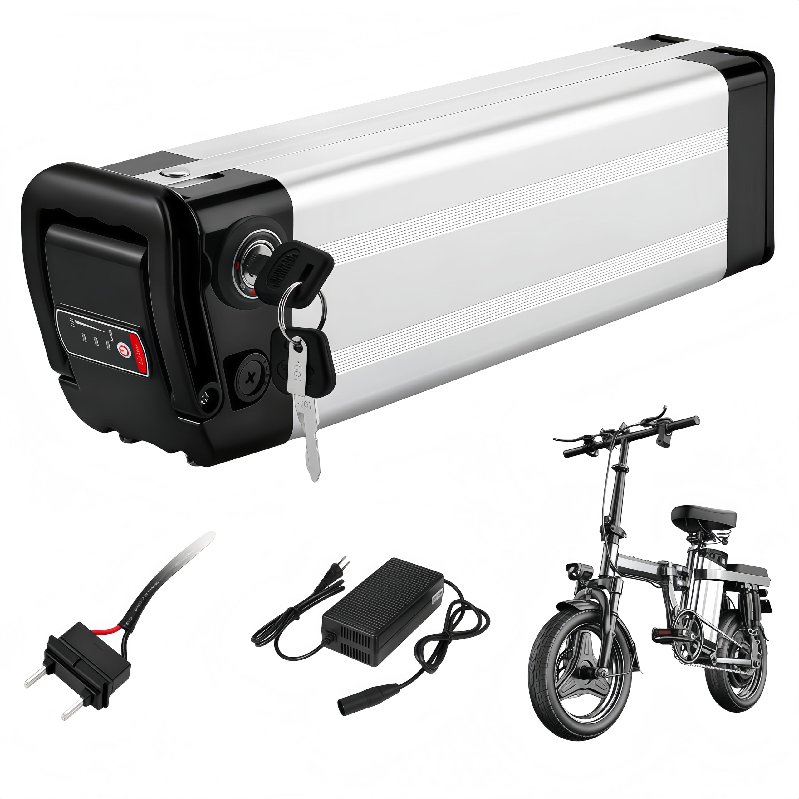Yinyu X-go Bike Batterie 24V/36V/48V, Ebike Batteria 10Ah/13Ah/15Ah per Motore 200W 250W 300W 500W 750W 1000W Batteria Della Bicicletta Elettrica (36V 15.6Ah 2Pin)