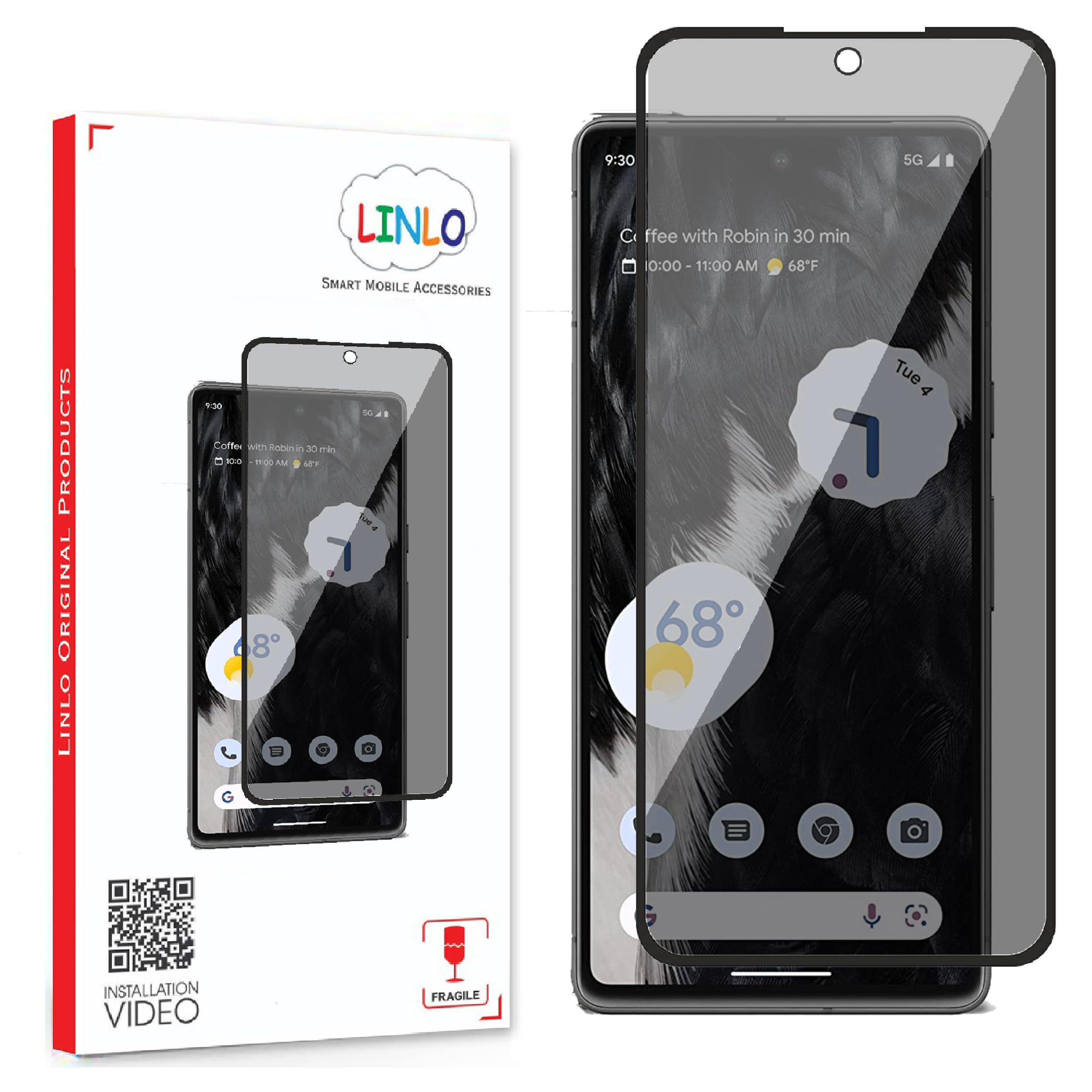 LINLO Privacy Screen Protector Compatible for Google Pixel 7 with Edge to Edge Coverage and Easy Installation Kit, Pack of 1, Black (B0CLJMWTFP) Amazon Price History, Amazon Price Tracker