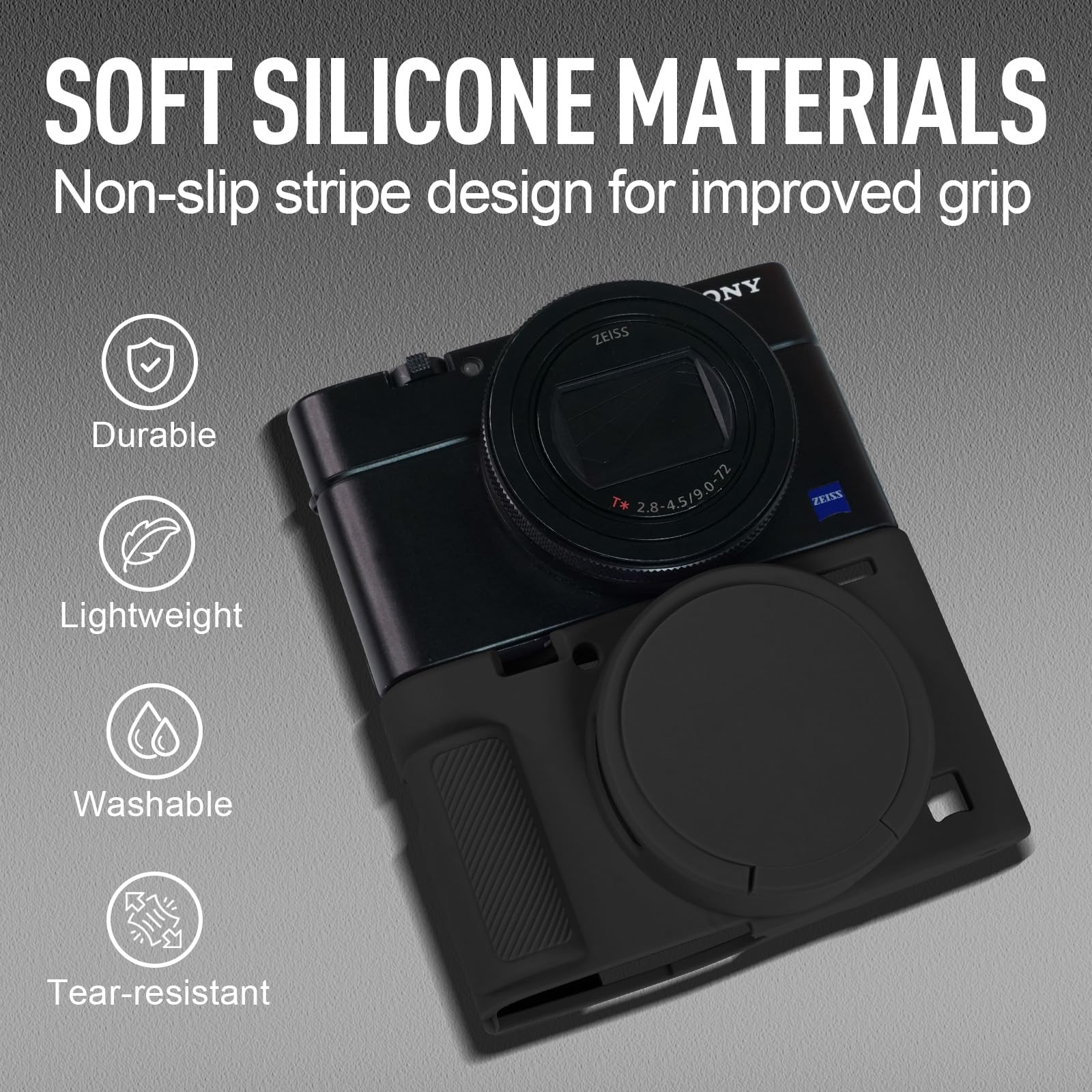 Étui Silicone Sony RX100 VII VI Protection Appareil Photo Coque Léger Noir