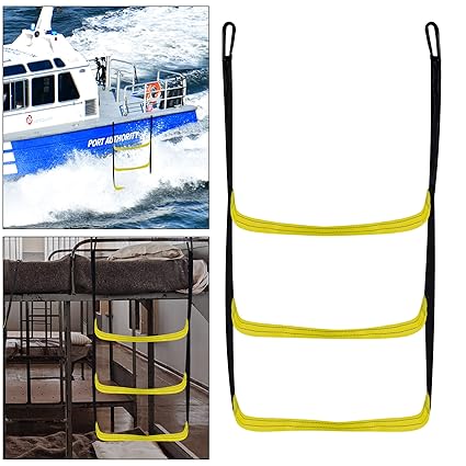 WBCBEC Boat Ladder Marine Rope Ladder Assist Boarding Rope Ladder, 3 Steps Reusable Portable Nylon Ladder for Inflatable Boat Yacht Kayak Canoeing Motorboat