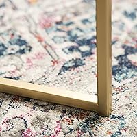 Vista 8 de Walker Edison - Mesa redonda moderna para café, para sala de estar, de nogal/dorada Mármol de imitación blanco/dorado