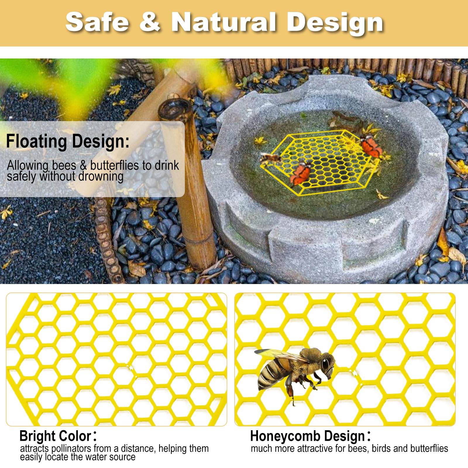 4 Pack Bee Watering Station - Floating Bee Bath & Drinking Feeder for Thirsty Pollinators, Butterfly Water Station, Outdoor Garden Bee & Butterfly Waterer