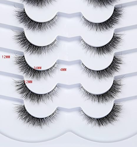 Miniatura 315 de Pooplunch Pestañas postizas de pelo de visón sintético, estilo de ojo de gato, paquete de pestañas postizas naturales esponjosas, paquete múltiple