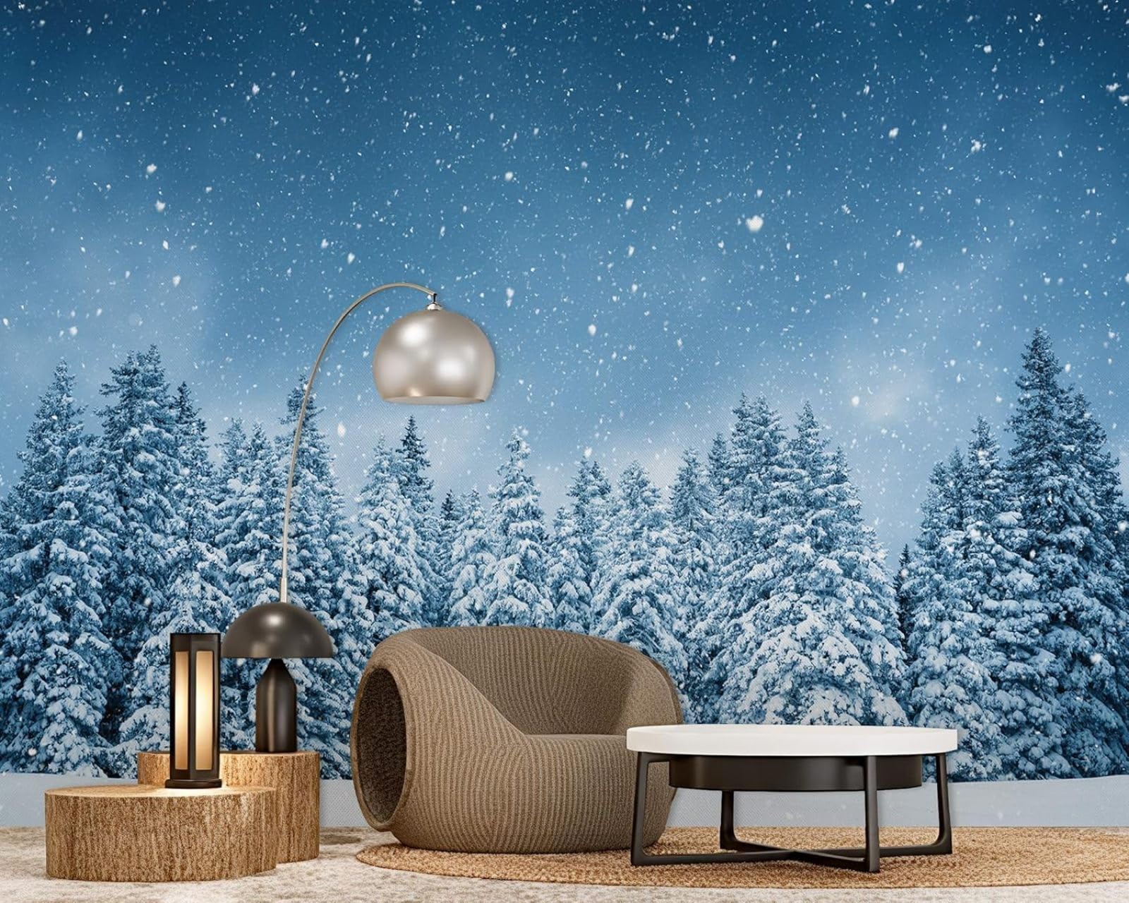 hgjdjhnf Photo Wallpaper Winter Landscape Snow Winter Forest Non-Woven ModernLiving Room Bedroom Children's RoomDecoration Motif Wallpaper,400cmx280cmSticker - Background- Painting - Po