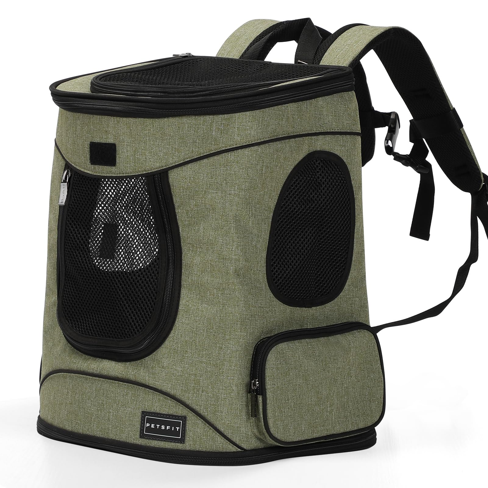 Petsfit Mochila para Mascotas con Ventana de Malla, Mochila de Transporte para Perros con Dos Correas Delanteras/traseras, Bolsa de Viaje para Animales pequeños, 43 cm x 32 cm x 29 cm
