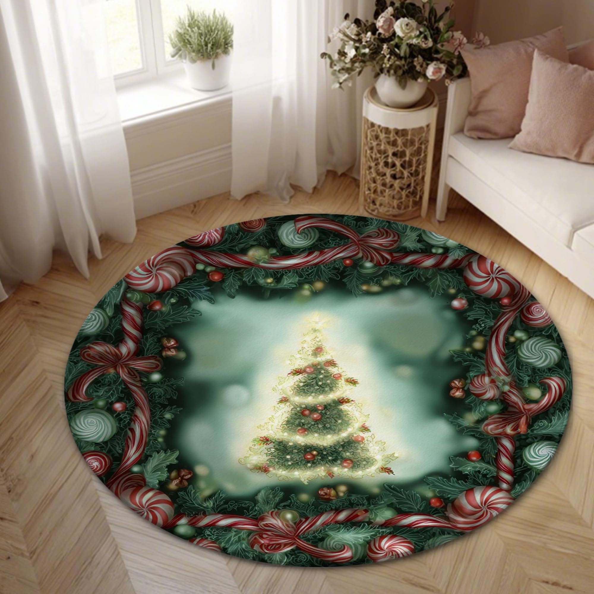 Tapis d'arbre de Noël antidérapant vert déco salon chambre 1,5m
