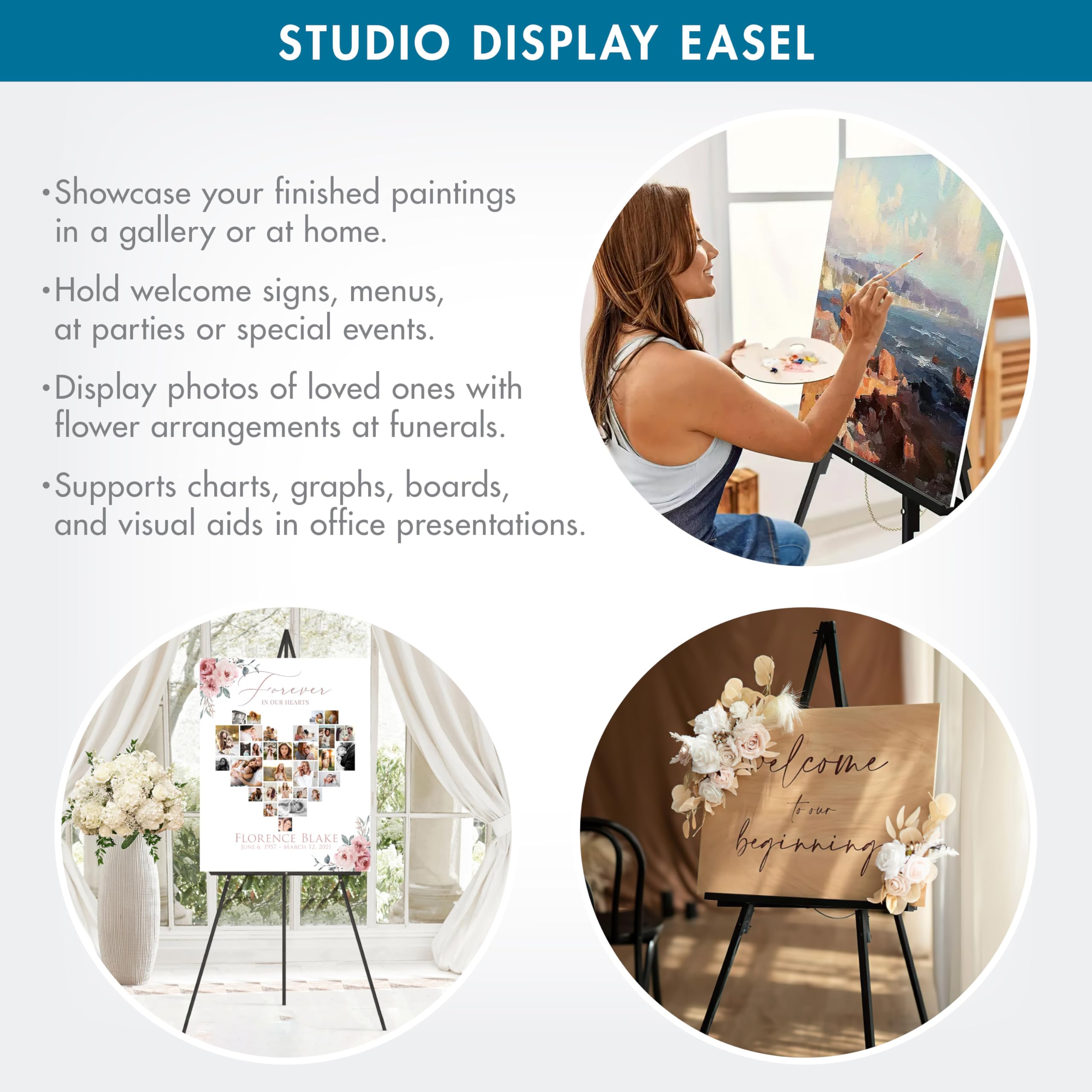 SD STUDIO DESIGNS Studio Display Easel Black 13206 Staffelei, Holz, G. Schwarz (160 cm Höhe), 63" H