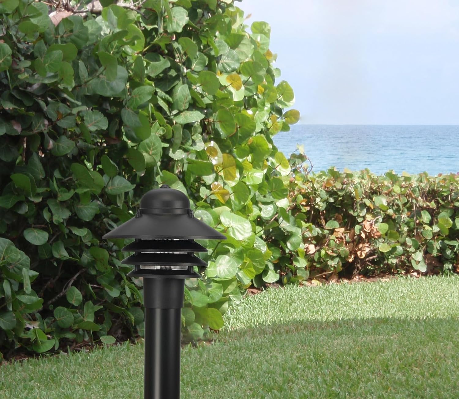 Solus Nautical Outdoor Post Top Light – Bollard Fixture for 3" Pole with LED Bulb, Black or White Finish, Non-Corrosive, Made in USA (Black, Warm White (3000K), Single Pack)