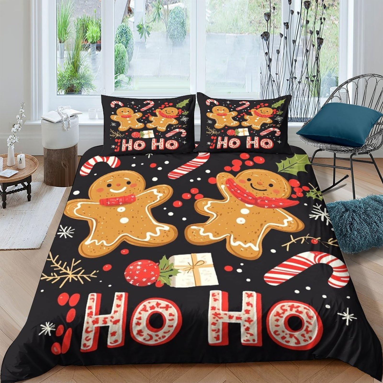 Ctjqhvkz Style-10 3D Printed Gingerbread Christmas Fitted Sheet Microfiber Holiday Candy Cane Bed Cover For Bedroom Dorm Decor Single（135X200cm）