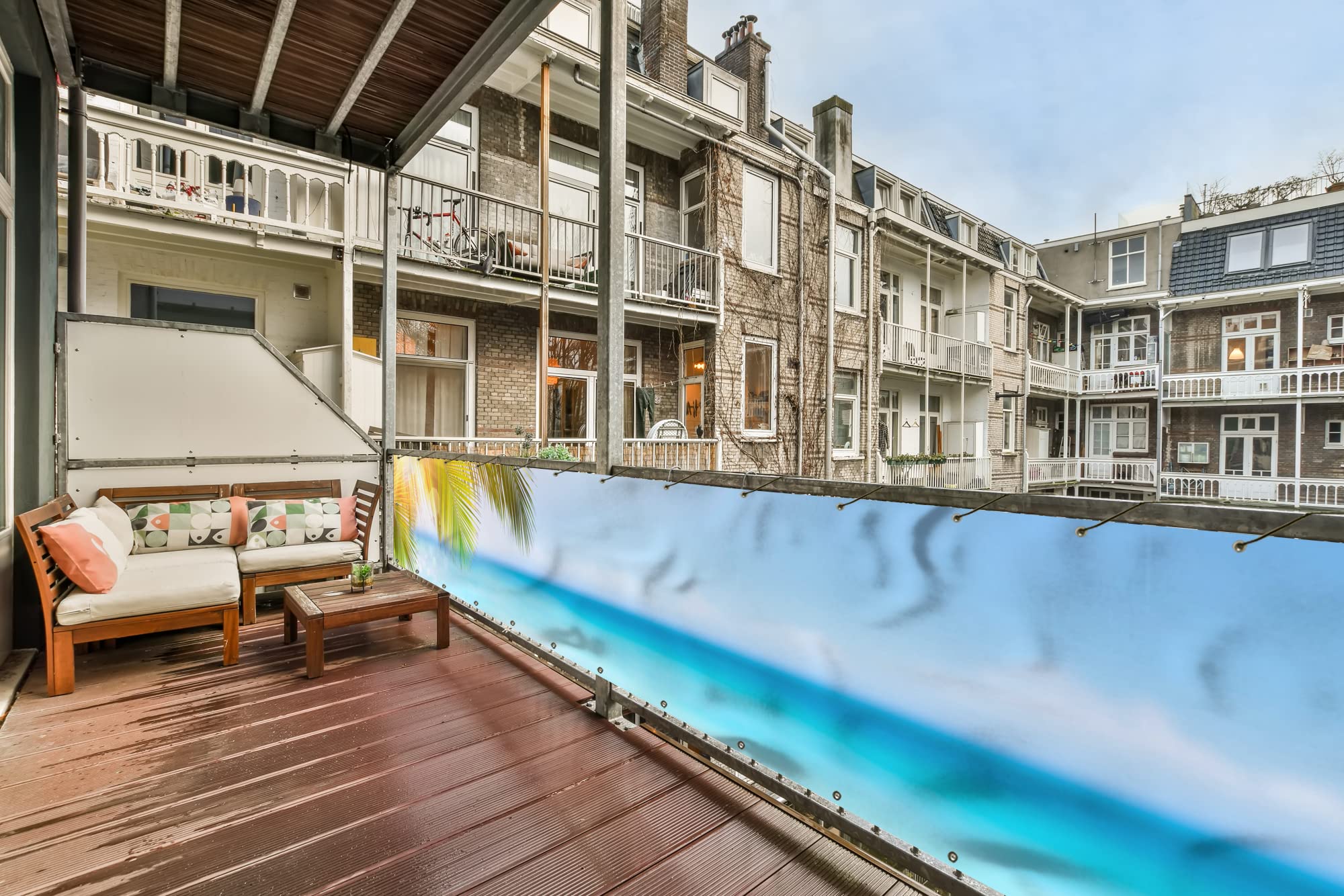 MuchoWow Balkon Sichtschutz Matte – 300x90 Cm, Motiv 'Strand - Meer - Palmen', Wasserabweisend, Blickdicht & Wetterfest