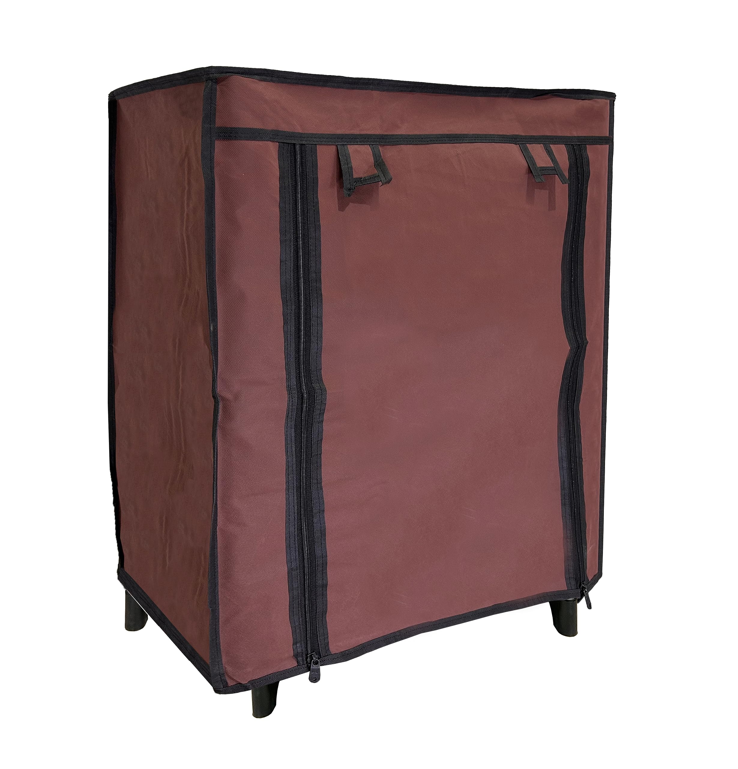 Urban Choice Multipurpose 6 Shelves Shoe Rack with Zip Door Cover & Side Pockets, Multiuse Storage Rack for Footwear, Toys Clothes with Dustproof Cover (Brown, Metal) 2