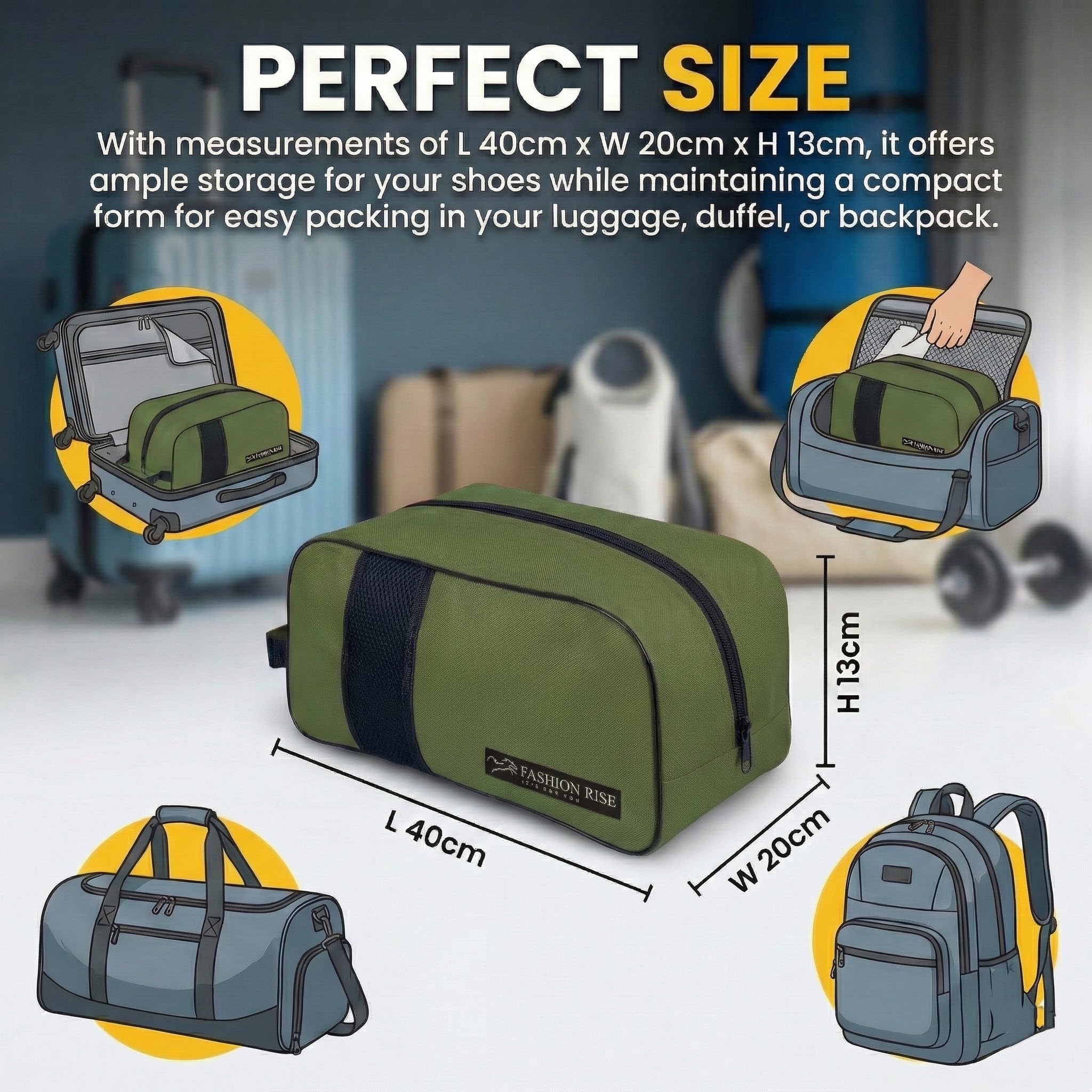 Bolsa de viaje impermeable para botas deportivas, para fútbol, críquet, rugby, golf, artículos de aseo para hombres y mujeres, verde oliva, Bolsa para zapatos