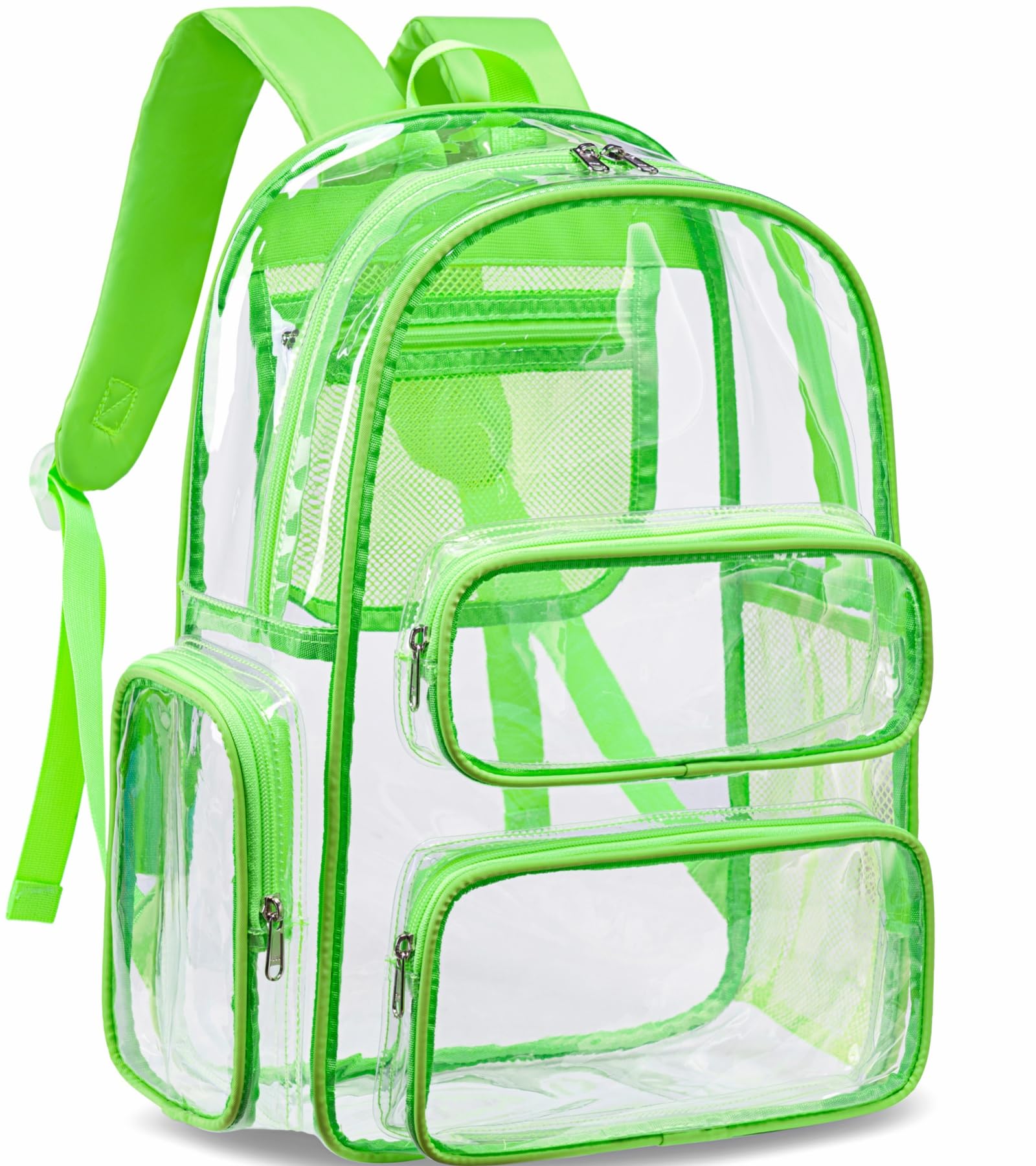 CAMTOP Clear Backpack Heavy Duty Transparent Bag See Through BookBag for Student School Work Festival Sport Travel (Bright Green)