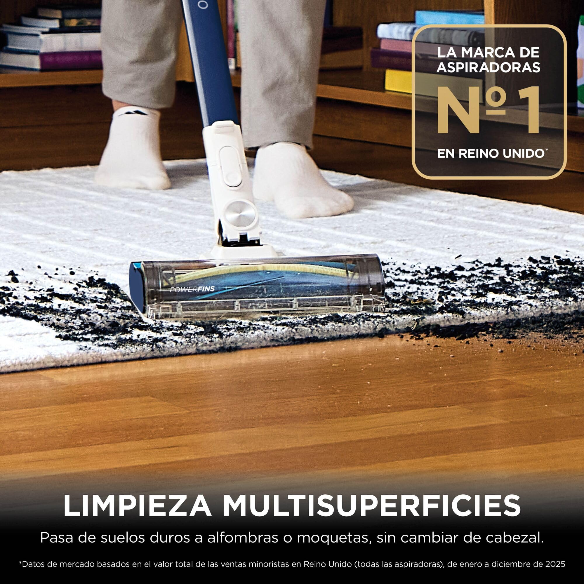 Shark PowerPro Aspiradora sin cable con hasta 50 min de autonomía, FloorDetect, Anti Hair Wrap y Anti-Allergen Complete Seal, ligera y flexible, modo manual y depósito XL, azul metalizado, IZ380EU