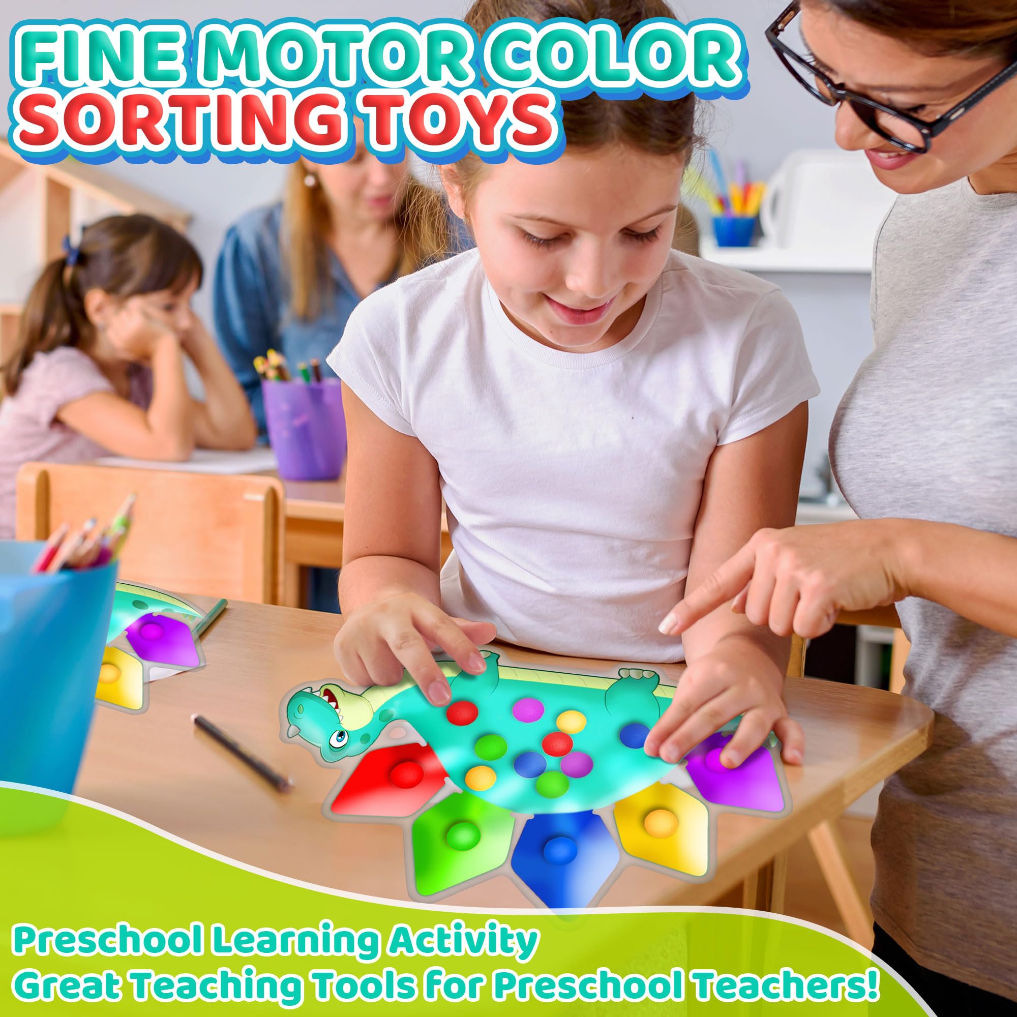 Dinosaur Color Sorting Toys - Sensory Gifts for Kids -4 Dinosaur Color Sorting Toys - Sensory Gifts for Kids -4