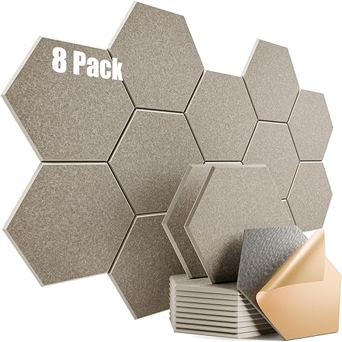 Miniatura 145 de Paquete de 12 paneles acústicos autoadhesivos de 12 x 10 x 0.4 pulgadas, paneles de espuma a prueba de sonido para paredes, diseño hexagonal