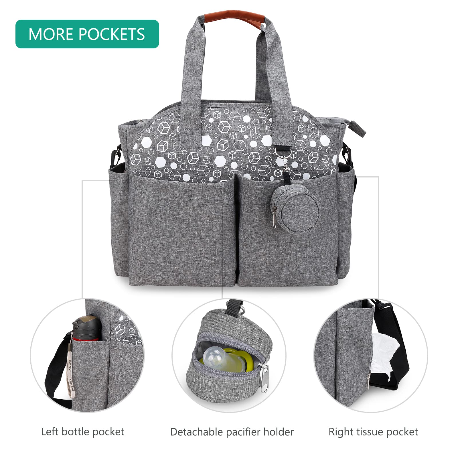 SONARIN Bolsa de Pañales para Bebés,Bolsa de Viaje para Pañales Materna Messenger Bolsos Bandolera Multifunción con Bolsa de Chupete Gran Capacidad para Todos los Accesorios para Bebés