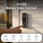Wyze Battery Video Doorbell Wireless Camera, 1536x1536 HD+ with Color Night Vision, 2-Way Audio, 1:1 Head-to-Toe View, Person/Vehicle/Package Monitor, Wire-Free/Wired Option, 1 Minute Easy Setup