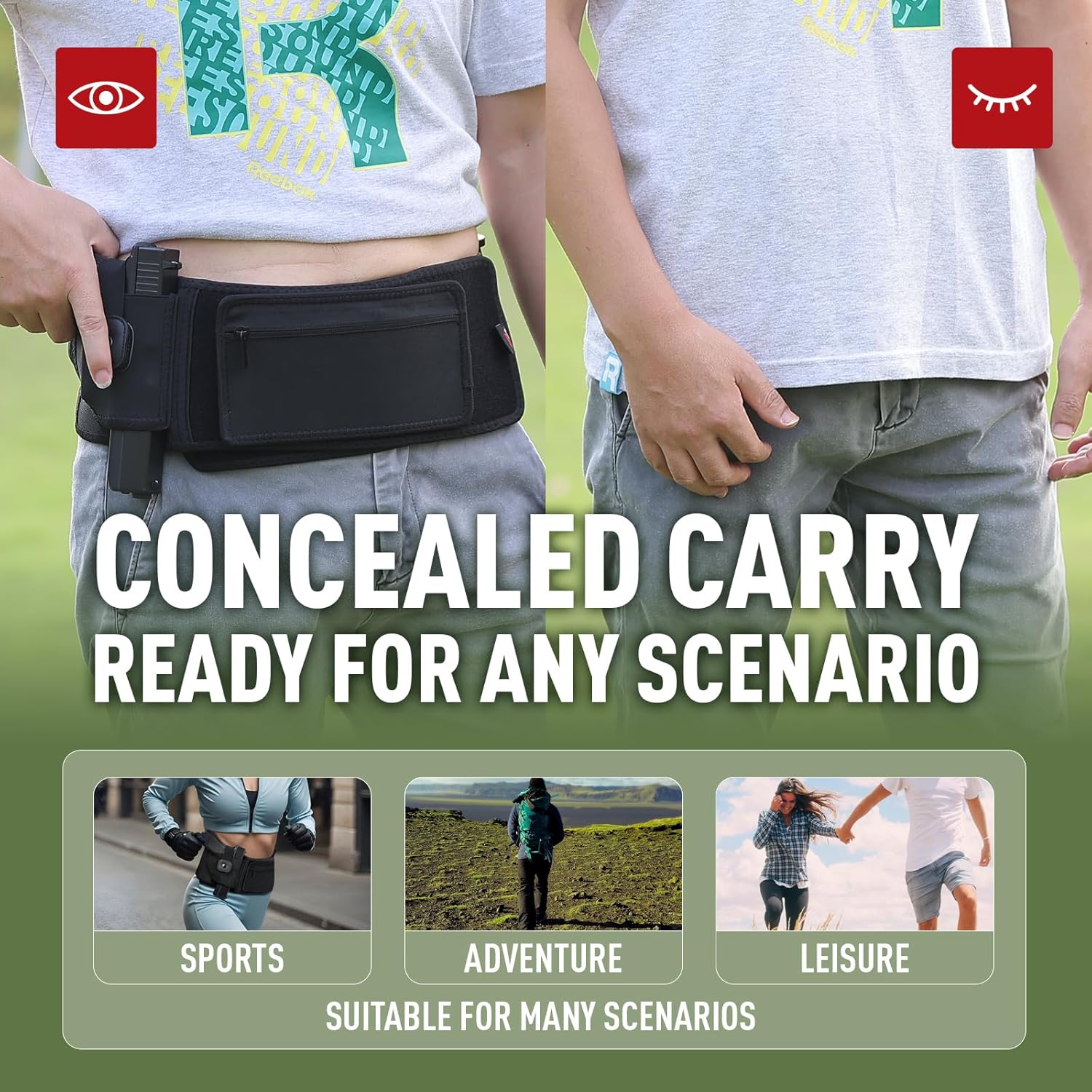 Belly Holster for Concealed Carry, Comfortable Soft Breathable mesh Belly Band Holsters for Men Women,Fits Glock, Taurus, Luger, and Other Pistols with 99% or More and Revolvers Gun Holster - Image 4