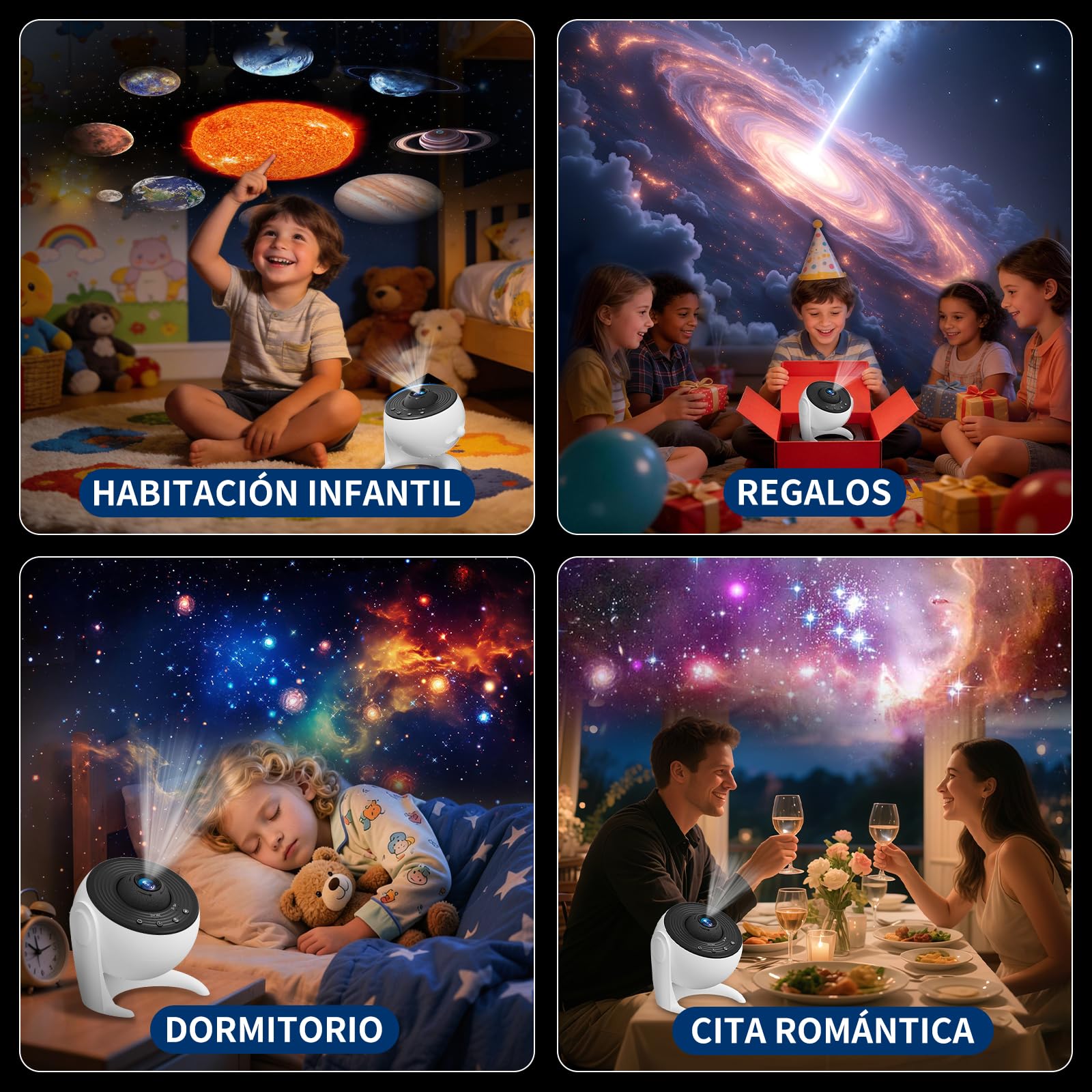 FlyEagle Proyector De Galaxias Y Estrellas Real, Proyector Estrellas 13 En 1, Luz Nocturna Con Temporizador, Proyector Planetario Con RotacióN De 360°, Proyector De Galaxias Adultos NiñOs, Blanco