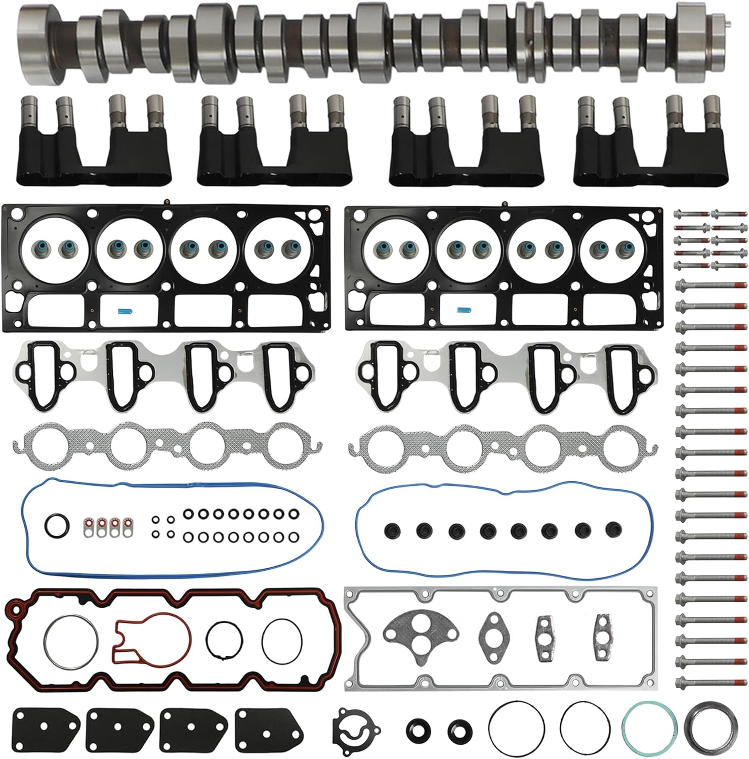 5.3 Camshaft Kit AFM/DOD Lifter w/Head Gasket Set Fit For Chevrolet Avalanche Silverado 1500 Suburban Tahoe Impala GMC Envoy Sierra Yukon Buick Rainier LaCrosse Pontiac Saab 5.3 2007-2014 12625436
