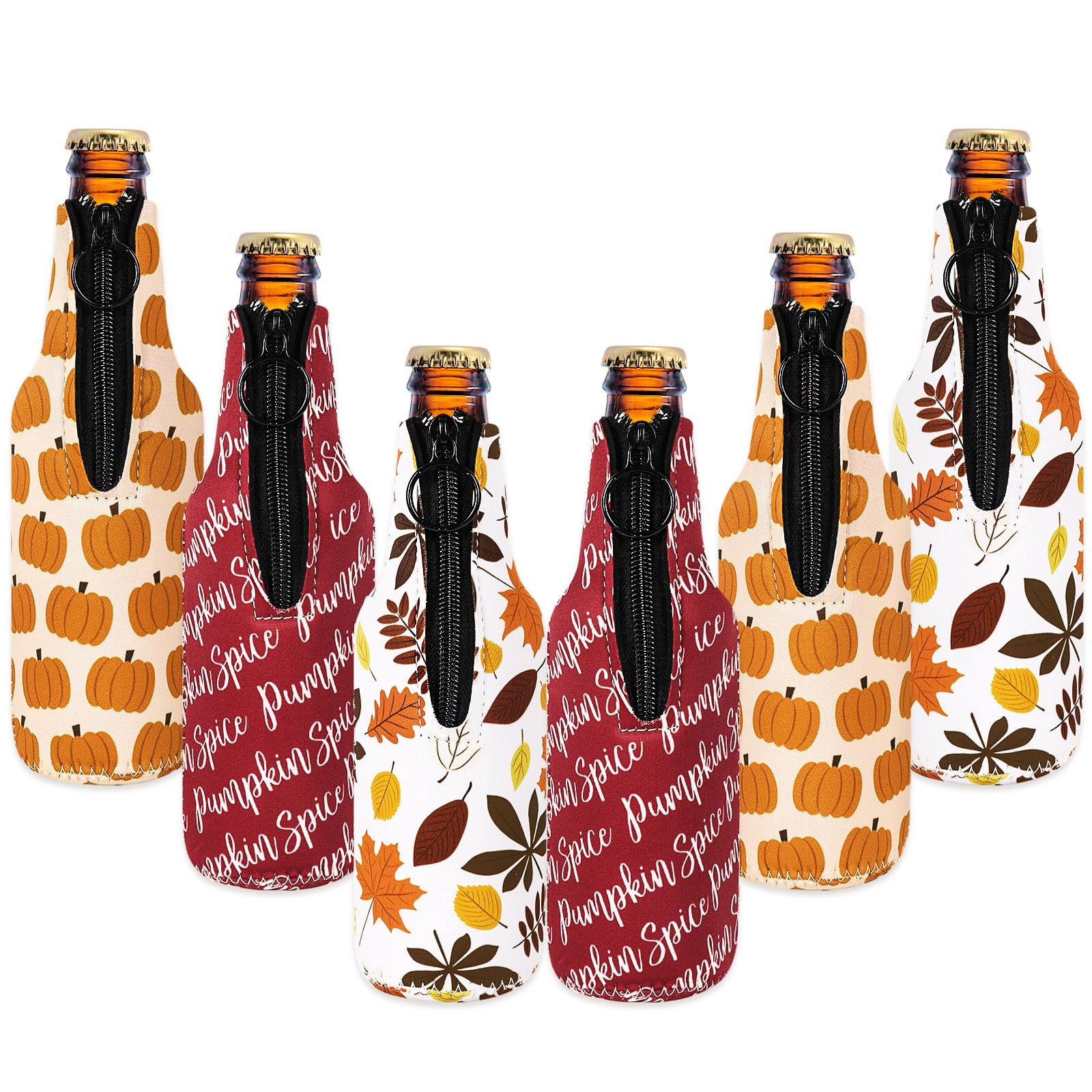 Garde-bière frais d'automne : housse de bouteille isolante en néoprène pour repas de Thanksgiving