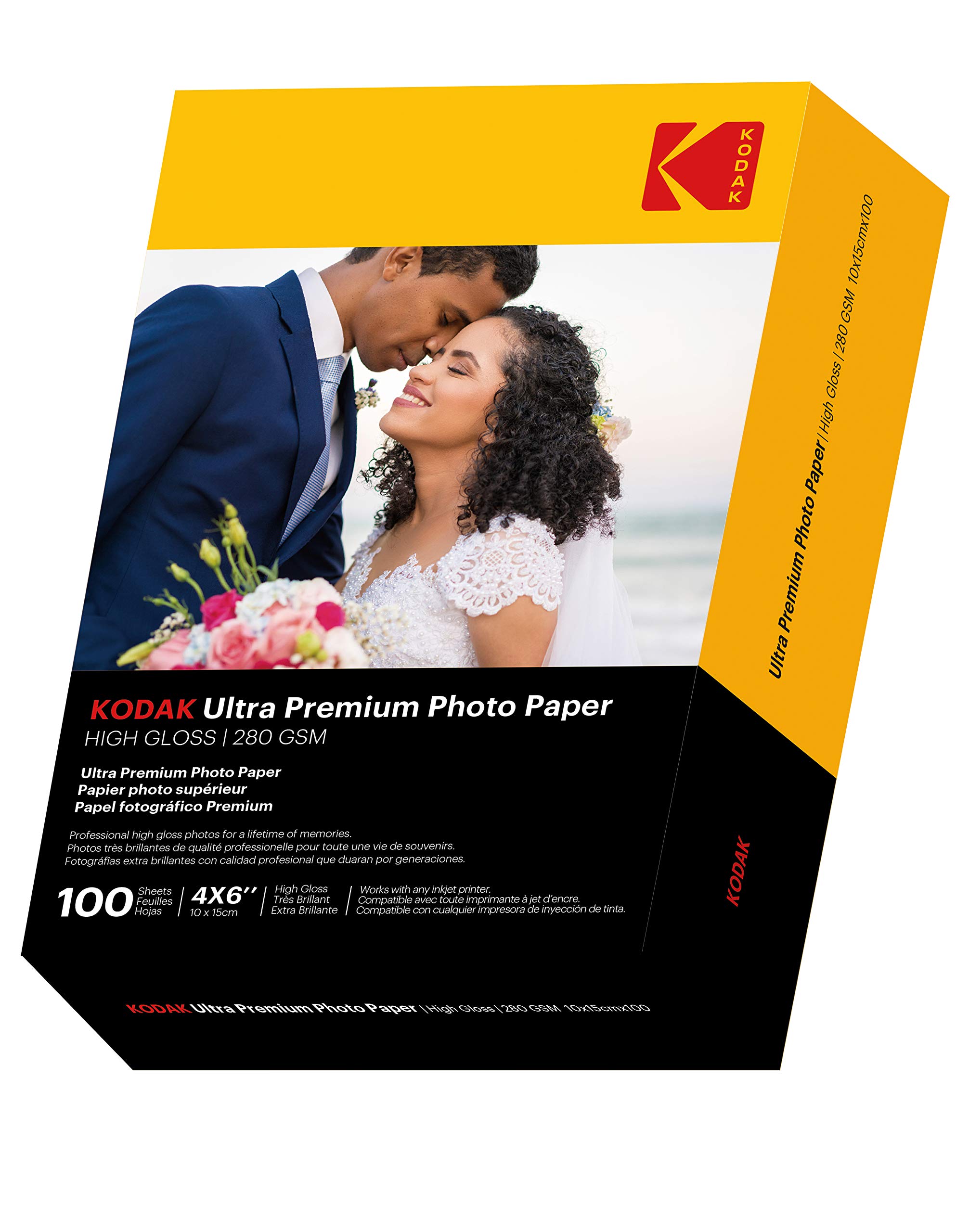 Kodak Ultra-Fotopapier, 10 x 15 cm, glänzend (nicht für Dockdrucker), 100 Stück, 33,6 kg – 280 g/m²