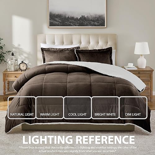 Miniatura 4 de Juego de edredón Cathay Home Fashions reversible, de piel sintética de Sherpa, juego de edredón alternativo, para cama individual, color marfil