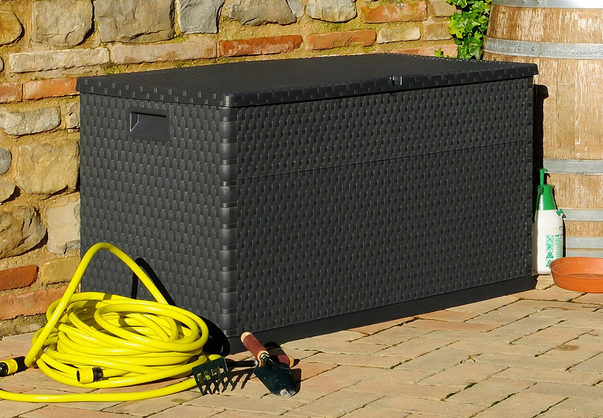 Coffre de Jardin d'extérieur avec Espace de Rangement de 420 l - Boîte de terrasse verrouillable - Taille XL - Plastique - 120 x 56 x 63 cm