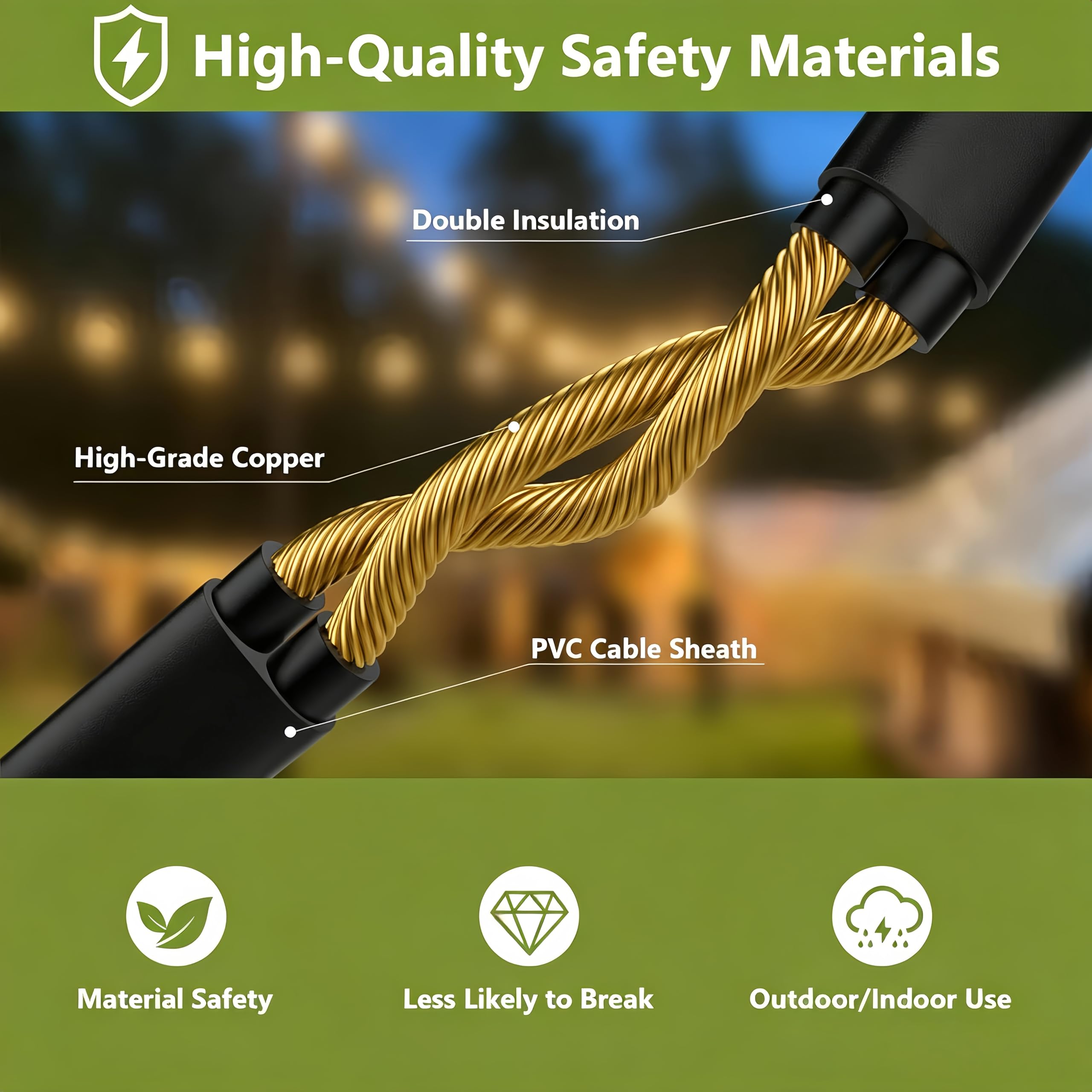 Guirnalda Luces Exterior, 30M IP45 Impermeable Conectable Luces Led Exterior con 50+2 Bombillas de Plástico Inastillable, 2700K Blanco Cálido para Jardín, Patio, Fiesta, Boda
