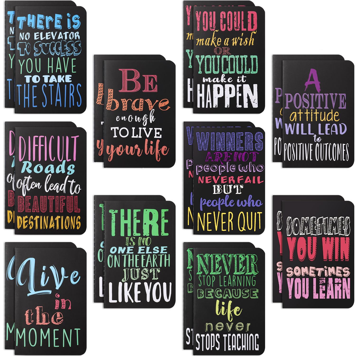 Outus Inspirational Women History Month Gifts Notepads Mini Motivational Journal Notebook Bulk Small Pocket Notepads for Office Home Church Gift Supplies, 10 Styles(Bright Style,200 Pieces)