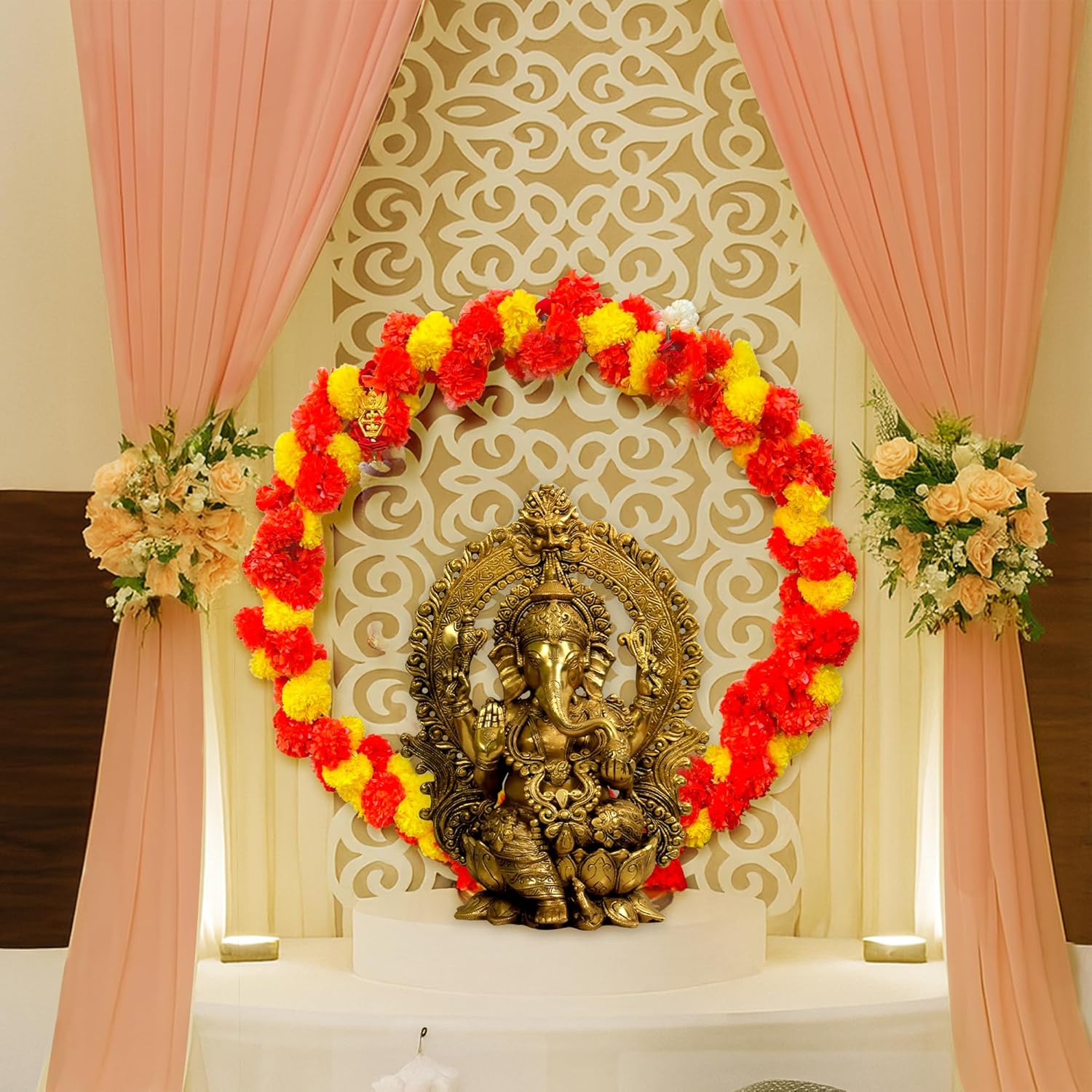 SpecialYou® Ganpati Decoration Setup for Home Decor with PVC Stand for Ganesh Chaturthi Decoration Setup, Ganpati Decorations Backdrop Stand, Ganesh Decorations Items for Home-9 pcs