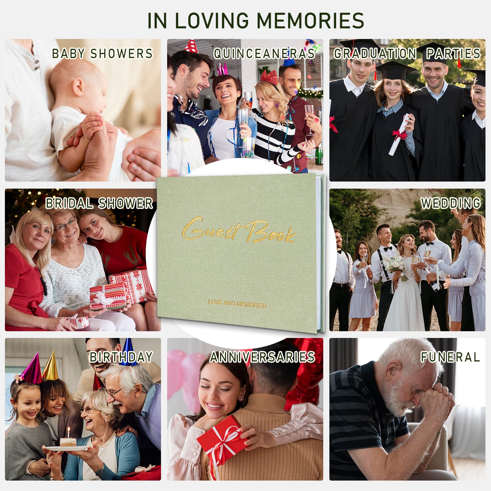 Gästebuch Hochzeit Gästebuch Hochzeitsempfang - Klassisches Baby Shower Gästebuch - 100 linierte Seiten für Braut Geburtstag Abschluss - Gästebuch im Buch für Hochzeitsdeko, Grün