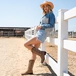 SheSole Western Cowboy Boots Woman Square Toe Cowgirl Boots Wide Calf Riding Boots