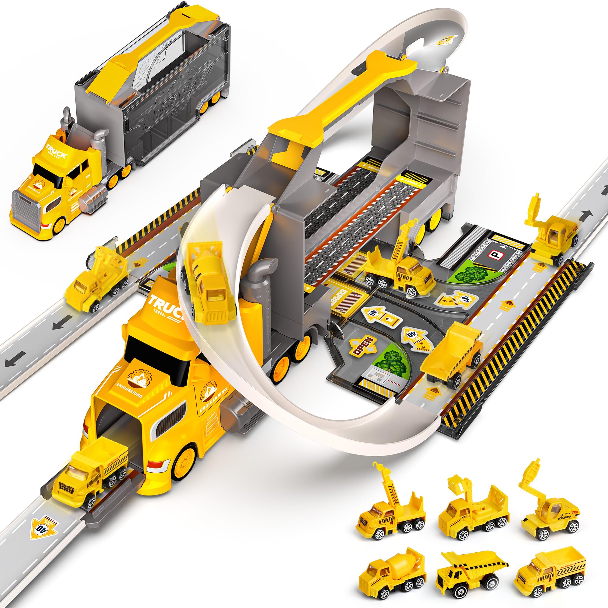 Hot Bee Transport Truck Toys Cars for Boys Toy for Kid with Construction Toys for Boy Car Toys for Toddler Carrier Vehicle Toys for Age 2 3 4 5 6 7 Year Old Boys Girls Birthday Gifts for Age 2-5