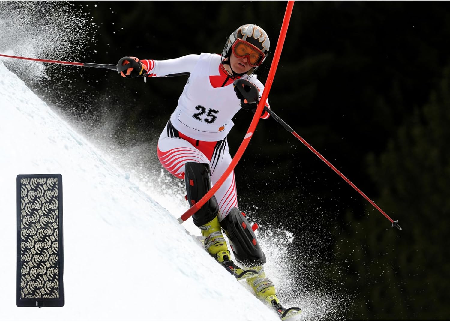 Moonflex Diamond Stone – 70mm Black 100 Grit – Ski & Snowboard Edge Tuning File, Coarse Grit Diamond Stone for Burr Removal, Ski Diamond File for Professional or DIY Tuning