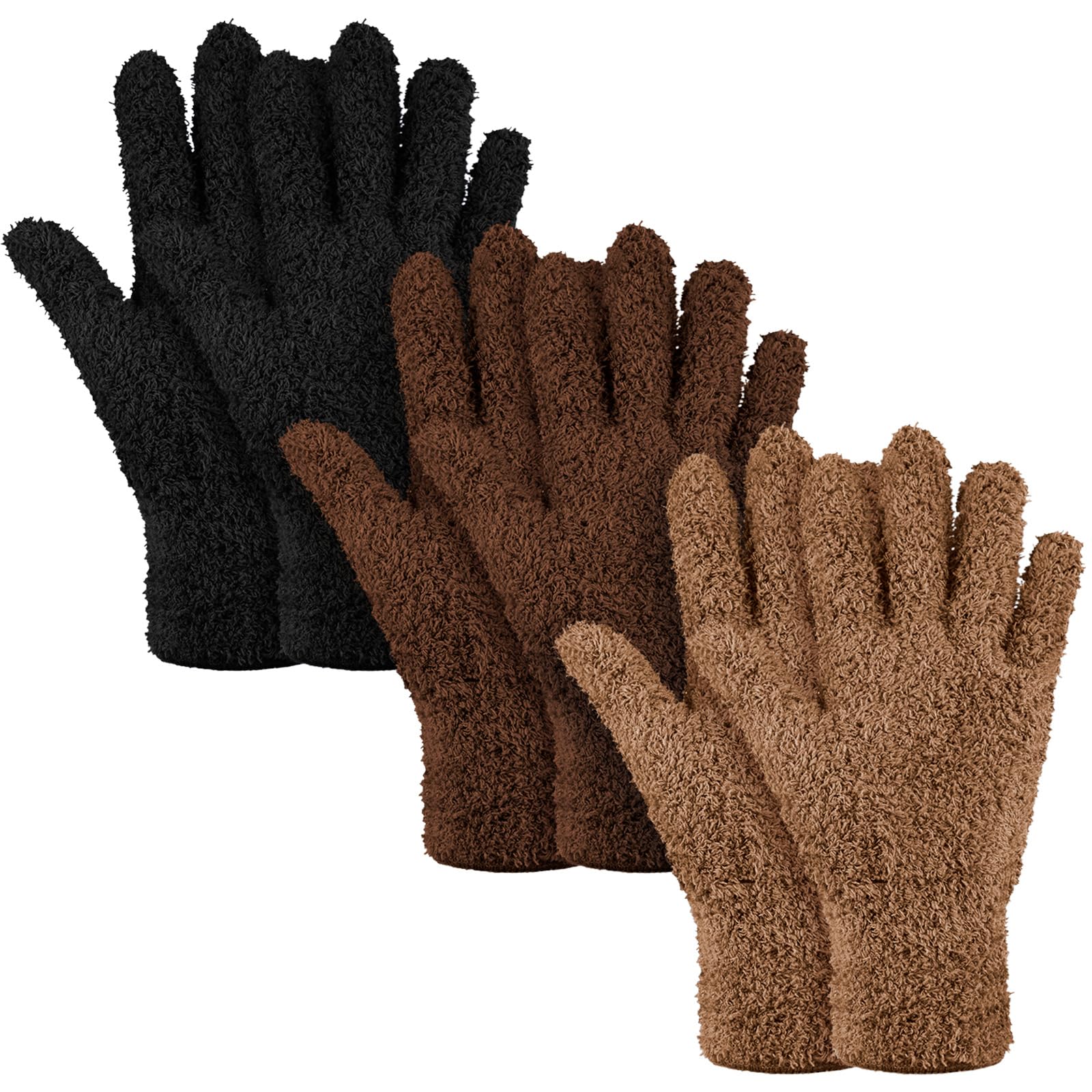 Patelai 3 Pairs Microfiber Dusting Gloves for Plants Leaf, Medium
