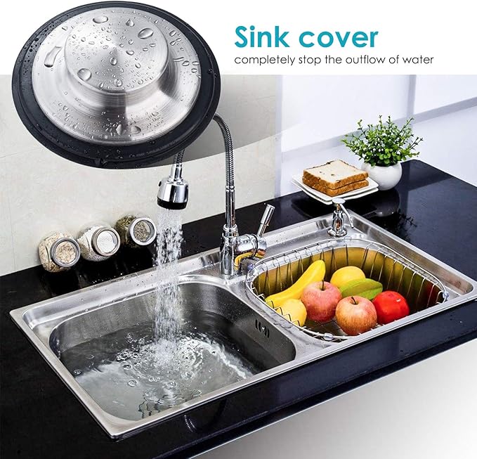 Tapón para fregadero de cocina de acero inoxidable 2 piezas miniatura 6